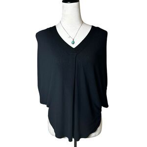 Kerisma Black Batwing Knit Top M / L | Draped Relaxed Fit V-Neck Chic Pullover